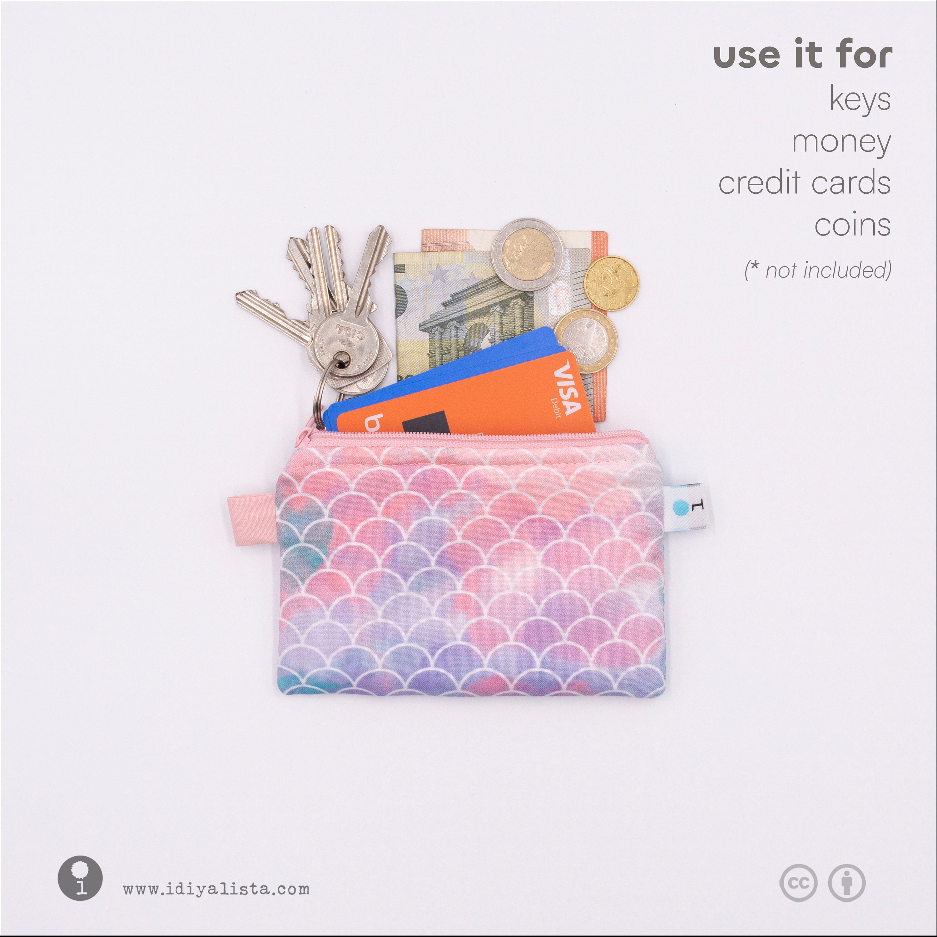 Small zipper pouch. Woman Essentials. Card wallet. Tea bags