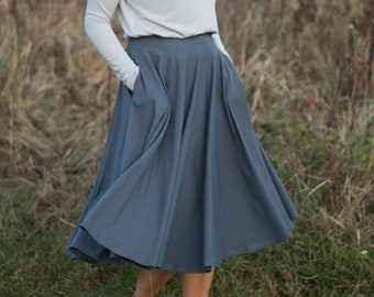 FLAX IN MOTION JERSEY A-LINE BASIC SKIRT IVORY SMALL