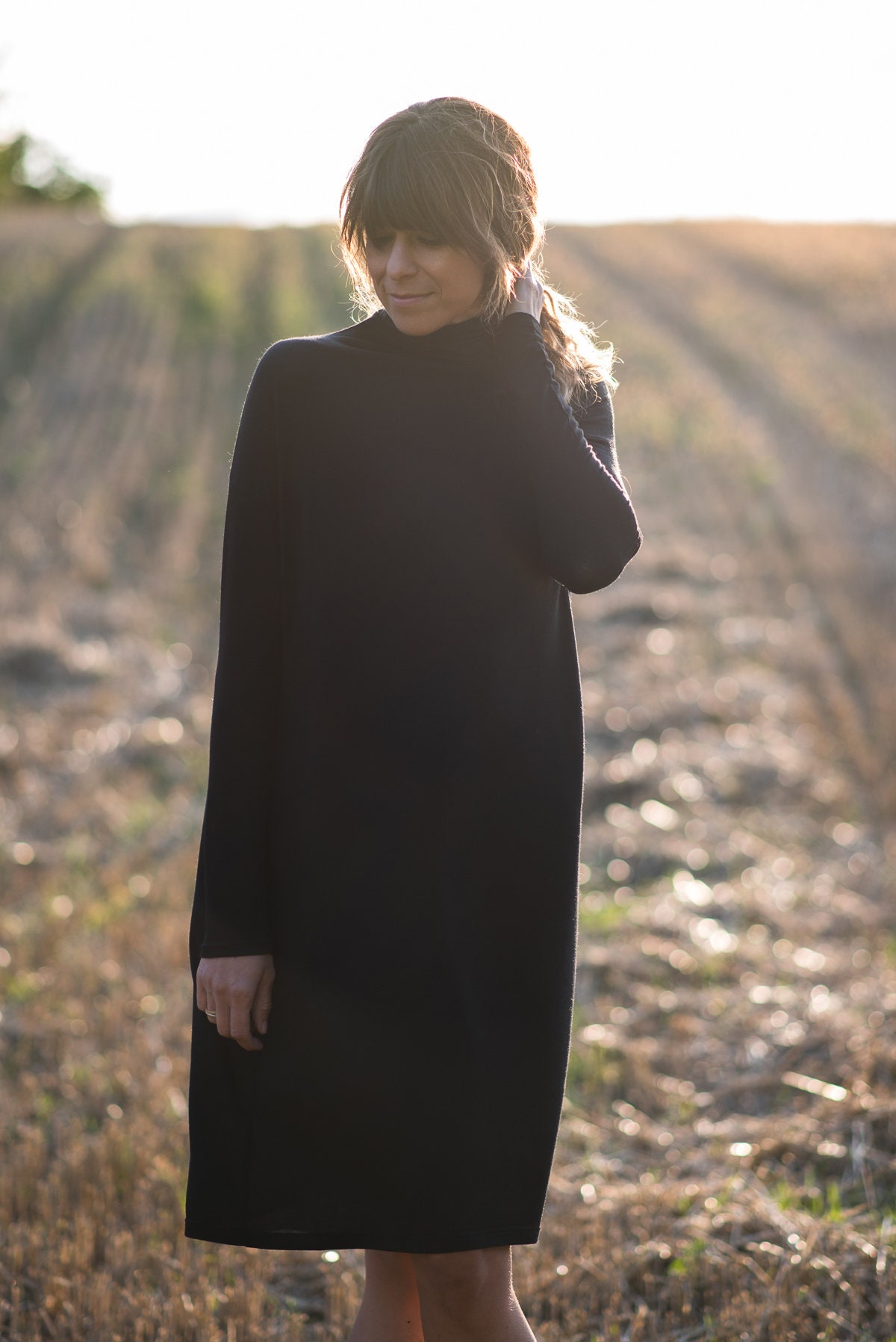 black turtleneck maternity dress