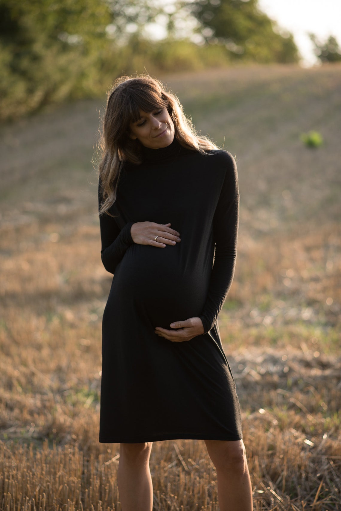turtleneck maternity gown