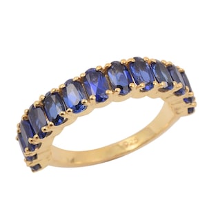 Blue Sapphire Ring, September Birthstone Ring, Sapphire Eternity Ring, Sapphire Band Ring, Gemstone Ring, Handmade Ring, Gift For Women Fine
