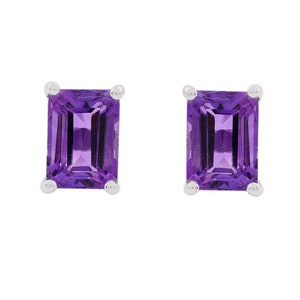 Amethyst Stud Earrings, 925 Sterling Silver, Handmade Amethyst Jewelry, Natural Gemstone Earrings, Gift for Her, Birthstone Stud Earrings