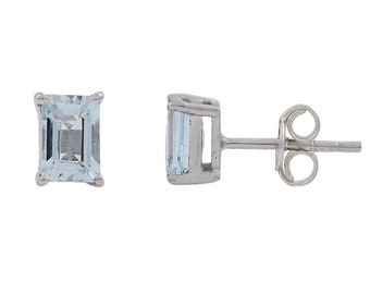 Aquamarine Earrings, 925 Silver Stud Earrings, Aquamarine Studs, March Birthstone Earrings, Birthstone Jewelry, Gemstone Stud Earrings.