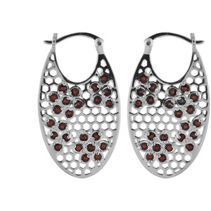 Garnet Earrings, 925 Sterling Silver Earrings, Dangle Drop Earrings, January Birthstone, Garnet Jewelry, Mother Day Gift, Handmade Jewelry