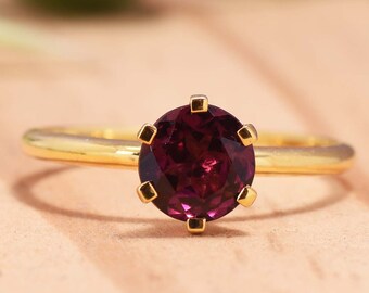 Rhodolite Garnet Rings, 925 Silver Rings, Handmade Prong Ring, Engagement Ring, Gemstone Rings, Women Rings, Mother Day Gifts Jewelry