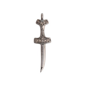 Knife Charm Pendant, 925 Sterling Silver Pendant, Diamond Pendant Charm, Natural Diamond Pendant, Knife Pendant, Handmade Jewelry Gift Her