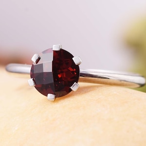 Natural Garnet Ring, 925 Sterling Silver Ring, January Birthstone Ring, Garnet Ring Jewelry, Women Ring, Minimalist Ring, Gift For Her