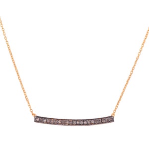 Diamond Bar Necklace, 925 Sterling Silver Necklace, Dainty Chain Necklace, Diamond Necklace, Silver Bar Necklace, Handmade Jewelry Gift Her