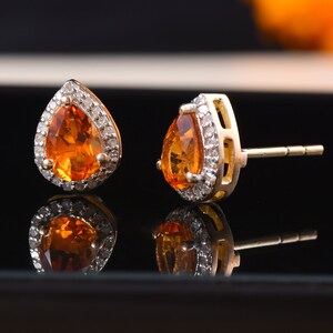 Yellow Citrine Halo Stud Earrings, 925 Sterling Silver Earrings, Halo Citrine Earrings, Diamond Earrings, November Birthstone, Jewelry Gift