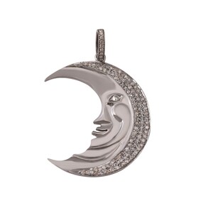 Natural Diamond Pendant, Crescent Moon Pendant, Half Moon Pendant, Charm Pendant, Handmade Jewelry, Diamond Pendant, Minimalist Jewelry Fine