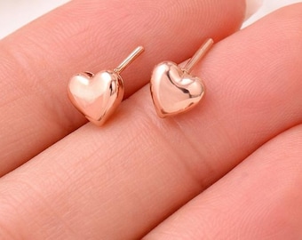 925 Sterling Silver Heart Stud Earrings, Silver Love Earrings Post, Valentine Day Gifts, Handmade Studs, Minimalist Earrings, Tiny Studs.