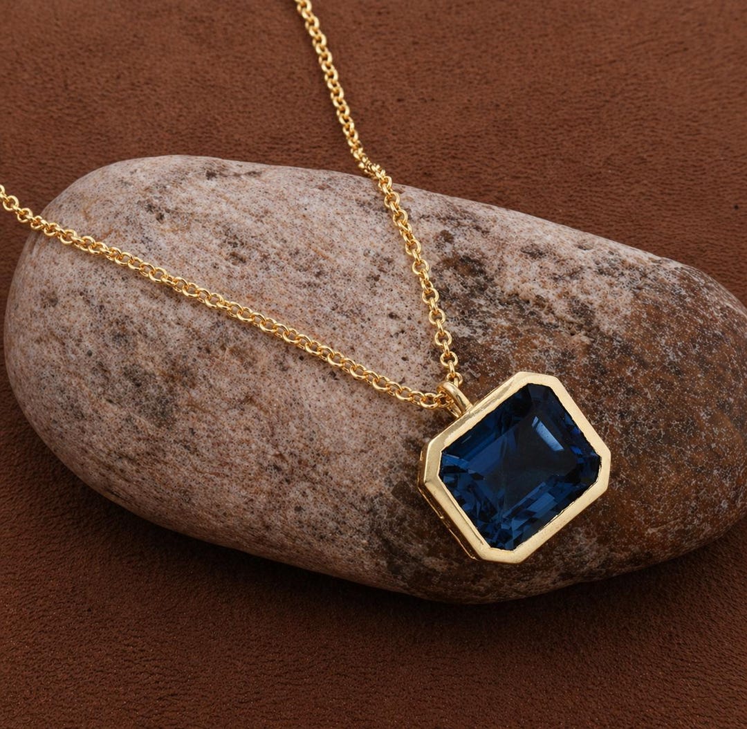 Handmade London Blue Topaz Pendant Necklace, 925 Sterling Silver - Etsy