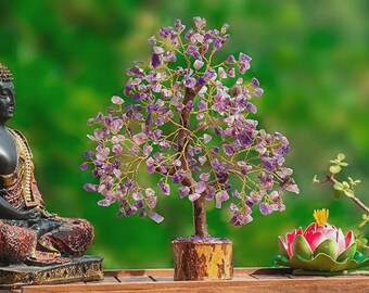 Amethyst Crystal Tree of Life – Healing Crystals Bonsai, Chakra Tree, Gemstone Decor, Meditation Gift, Spiritual Energy Tree