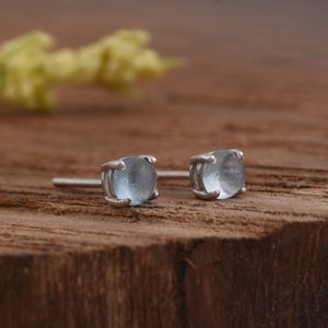 Aquamarine Stud Earrings - Silver Stud Earrings - Aquamarine Studs - March Birthstone Earrings - Birthstone Jewelry - Gemstone Stud Earrings