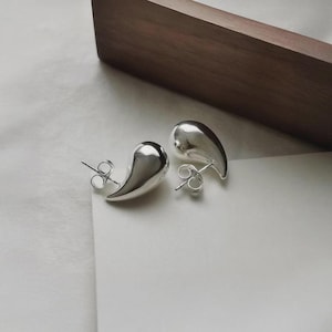 Sterling Silver Teardrop Stud Earrings: Minimalist Water Droplet Design