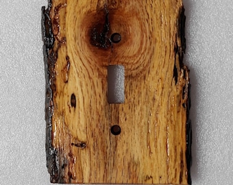 Live Edge Extreme Rustic Solid Oak Log Switch and Outlet covers
