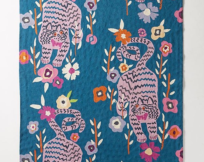 Free Shipping/ Tiger Chain stitch Hand Made Hand Embroidered Floor Wall Rug