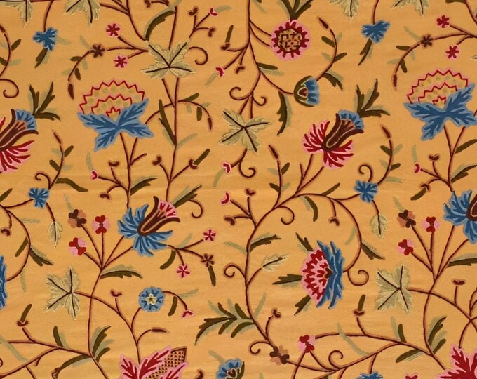 Free Shipping/ Hand-Embroidered Window-Door Curtains- Mustard Vineal Crewel Embroidered Curtain