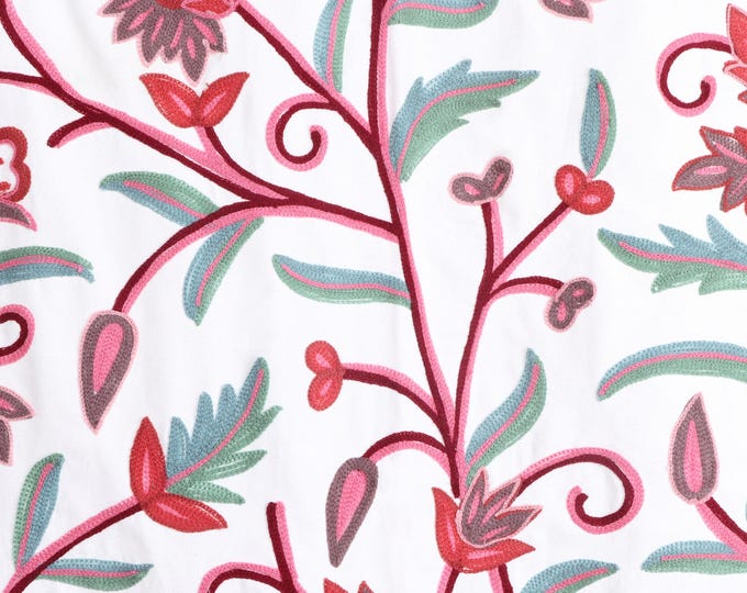 Free Shipping/ Hand-Embroidered Window-Door Curtains- Multi-color Crewel Embroidered Curtain