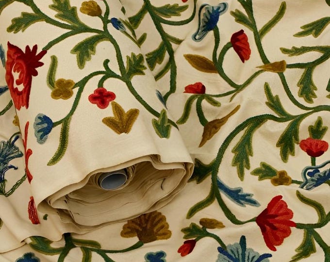 Free Shipping/ Hand-Embroidered Window-Door Curtains- Cotton- Linen/ Multi-colored Flower Embroidered Curtain