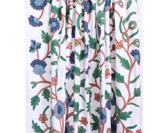 Free Shipping/ Hand-Embroidered Window-Door Curtains- Multi-color Crewel Embroidered Curtain
