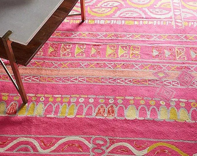 Free Shipping/ Hand-embroidered crewel wool thread/ Geometrical shapes/ “Spring is here"
