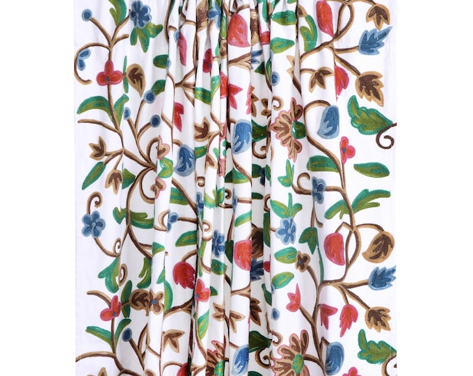 Free Shipping/ Hand-Embroidered Window-Door Curtains- Multi-color Crewel Embroidered Curtain