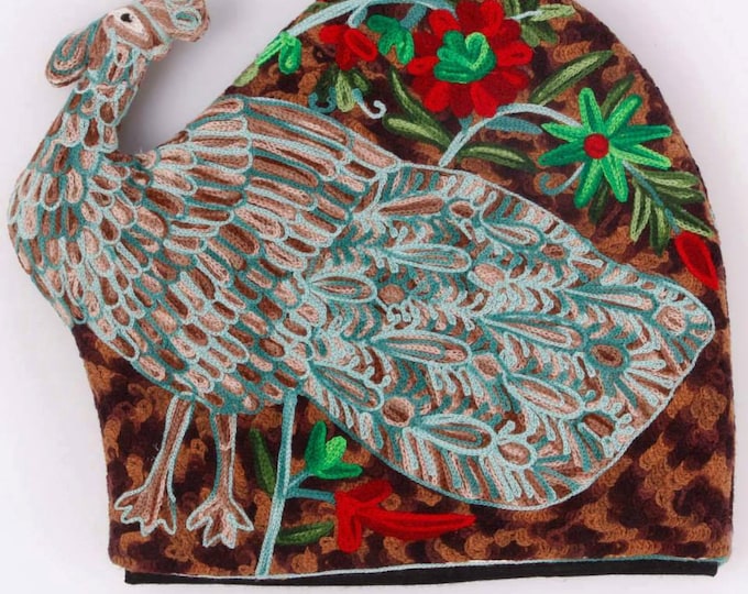 Free Shipping/ Peacock Quilted Tea Cozy/Tea pot cover/ Hand Embroidered