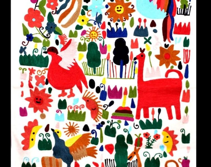 Free Shipping/ Rug Hand Made Hand Embroidered Floor Wall Rug Animal Themed  "Jungle Theme"