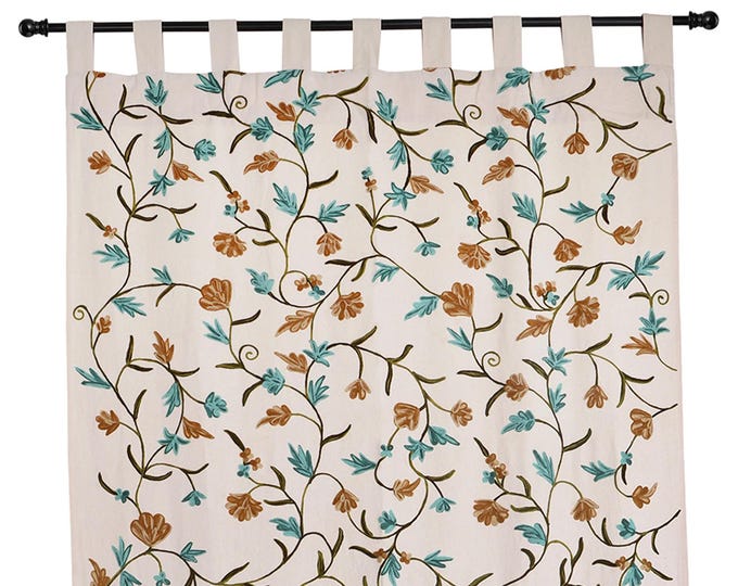 Free Shipping/ Hand-Embroidered Window-Door Curtains- Cotton-Linen/ Multi-color