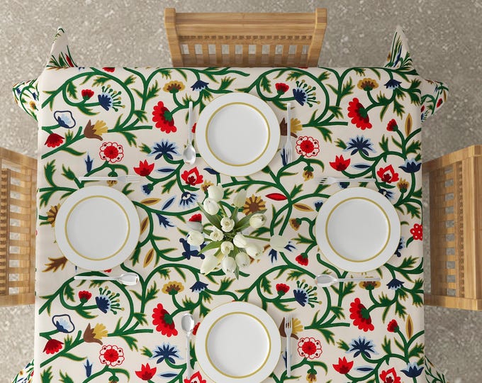 Free Shipping/ Hand Made / Hand Embroidered/ Cotton-Linen/ Rectangle/Round/Square/ Custom Embroidered Tablecloth