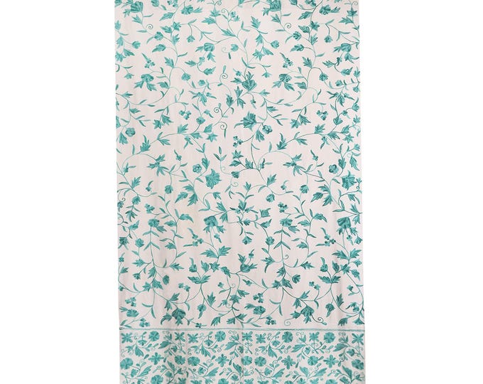 Free Shipping/ Hand-Embroidered Window-Door Curtains- White Single tone Crewel Embroidered Curtain