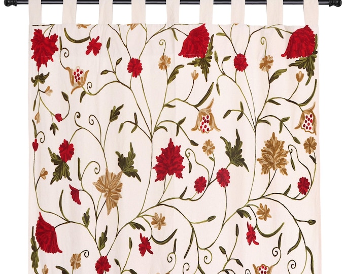 Free Shipping/ Hand-Embroidered Window-Door Curtains- Cotton-Wool/ Multi-color