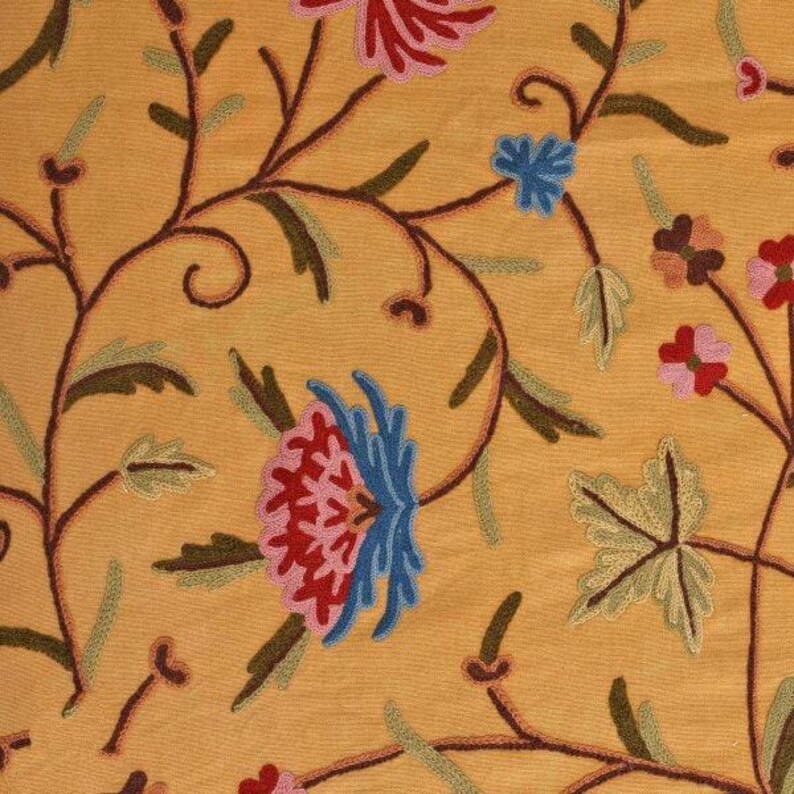 Mustard with Red and Green Stencil Petals Window Curtains (1 Piece)