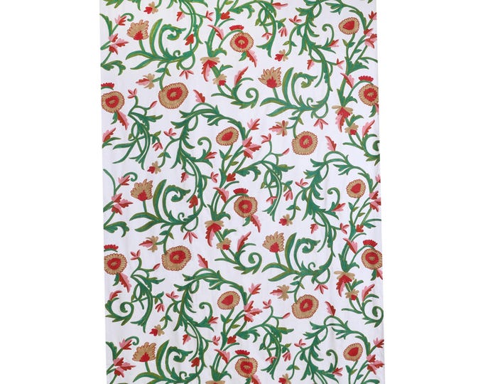 Free Shipping/ Hand-Embroidered Window-Door Curtains- Self Blooming Flower Crewel Embroidered Curtain