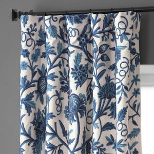 Free Shipping/ Hand-Embroidered Window-Door Curtains- Cotton- Linen/ Dual-tone Flower Embroidered Curtain