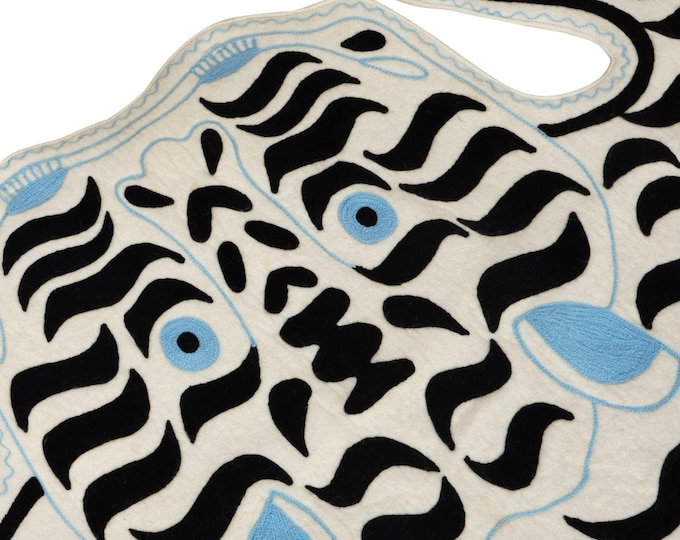 Free Shipping/ Tiger Rug Hand Made Hand Embroidered Floor Wall Rug