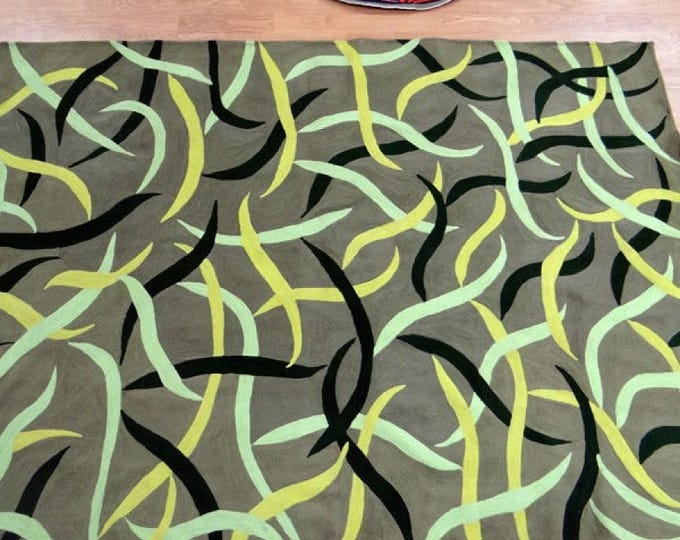 Free Shipping/ Modern Art/ Hand Made Hand Embroidered/ Chain Stitch/ Floor/Wall Rug