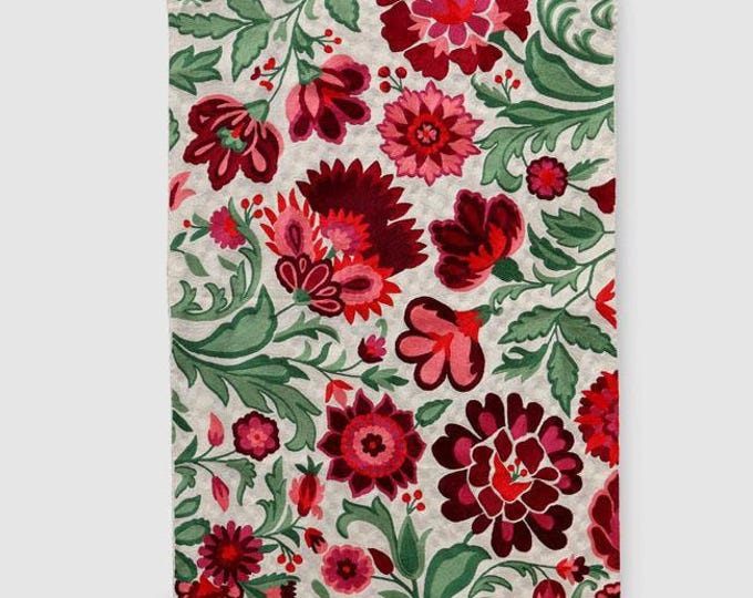 Free Shipping/ Chain stitch Hand Made Hand Embroidered Floor/ Wall Wool Rug/ Cotton backing