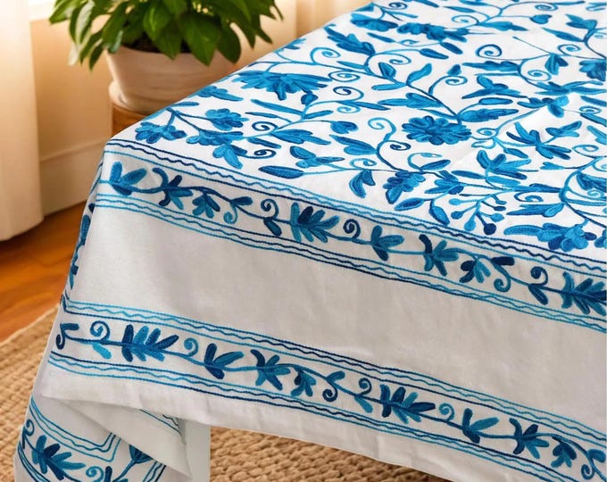 Free Shipping/ Floral Design Kashmiri Aari Embroidered Bed Cover/Duvet cover/ Bedroom Decor/ Pillow covers.