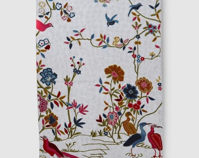 Free Shipping/ Chain stitch Hand Made Hand Embroidered Floor/ Wall Wool Rug/ Cotton backing