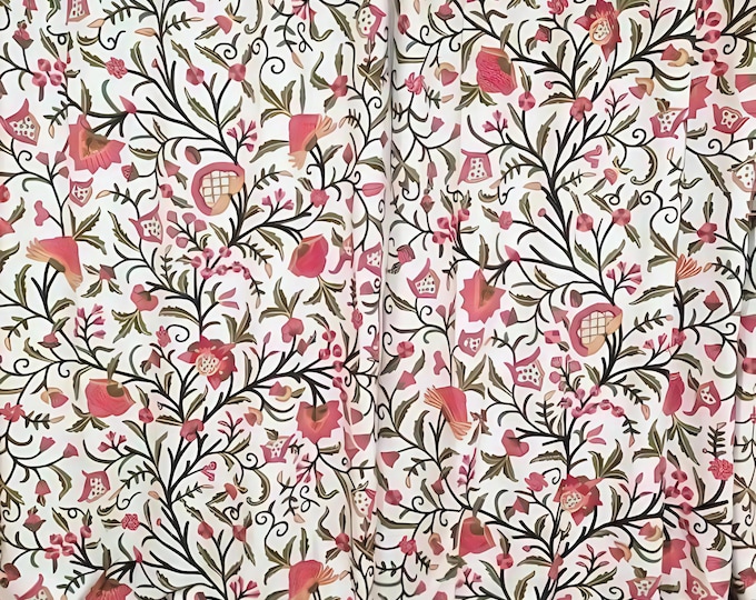Free Shipping/ Hand-Embroidered Window-Door Curtains- Cotton- Linen/ Multi-colored Flower Embroidered Curtain