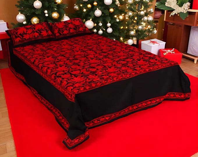 Embroidered Bedspread: Cotton Bedding Set with Pillow Cases