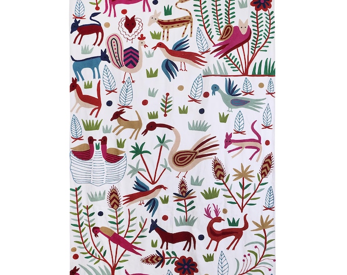 Free Shipping/ Hand-Embroidered Window-Door Curtains- Jungle Folio Nature Crewel Embroidered Curtain