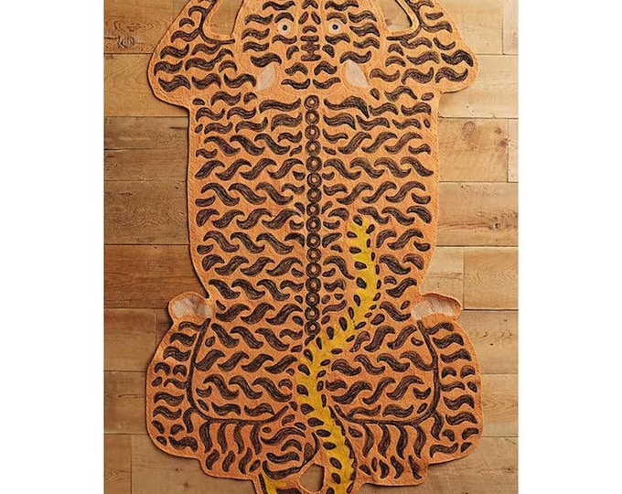 Free Shipping/ Tiger Rug Hand Made Hand Crewel Embroidered Floor Wall Rug/Namda