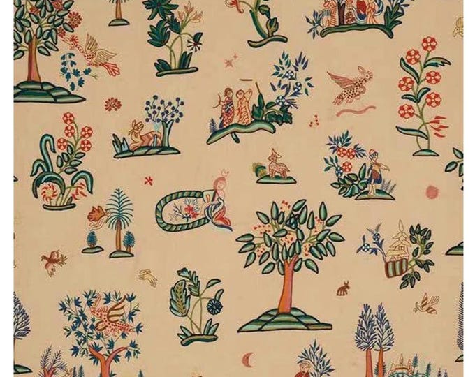 Free Shipping/ Hand-Embroidered Window-Door Curtains- Cotton- Linen/ Jungle Folio Nature Crewel Embroidered Curtain