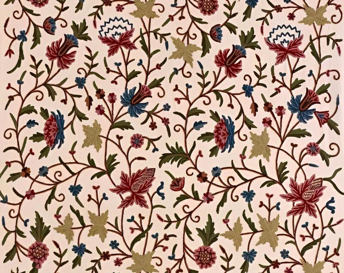 Free Shipping/ Hand-Embroidered Window-Door Curtains- Cotton- Linen/ Multi-color Pearl White Flowered Embroidered Curtain