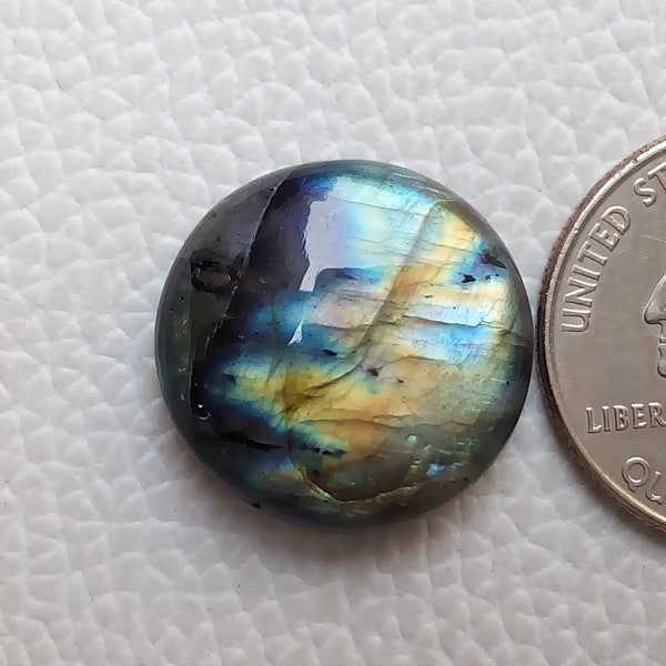 splendid Two Shaded Labradorite Gemstone 21x20x7mm Healing Gemstone Round Labradorite Birth Cabochon Jewellery Stone Silversmith Gemstone