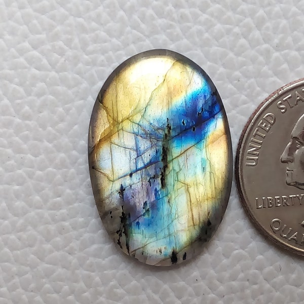 glamorous  Two Color Labradorite Gemstone 28x19x5mm Healing Gemstone Oval Labradorite Birth Cabochon Jewellery Stone Jewelry Making