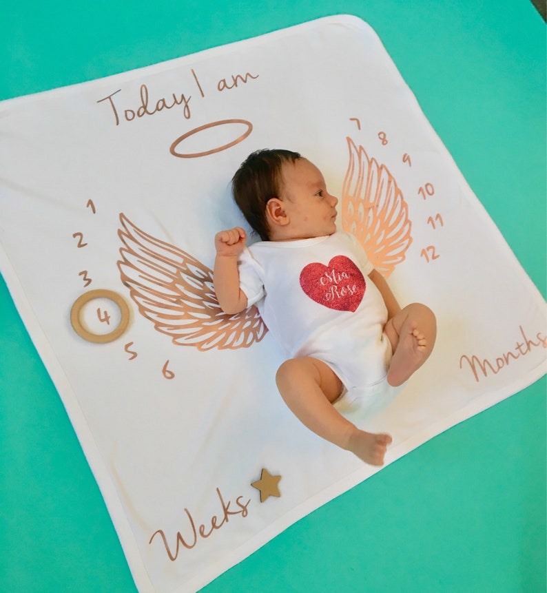 Baby milestone blanketbaby age blanketpersonalized milestone Etsy